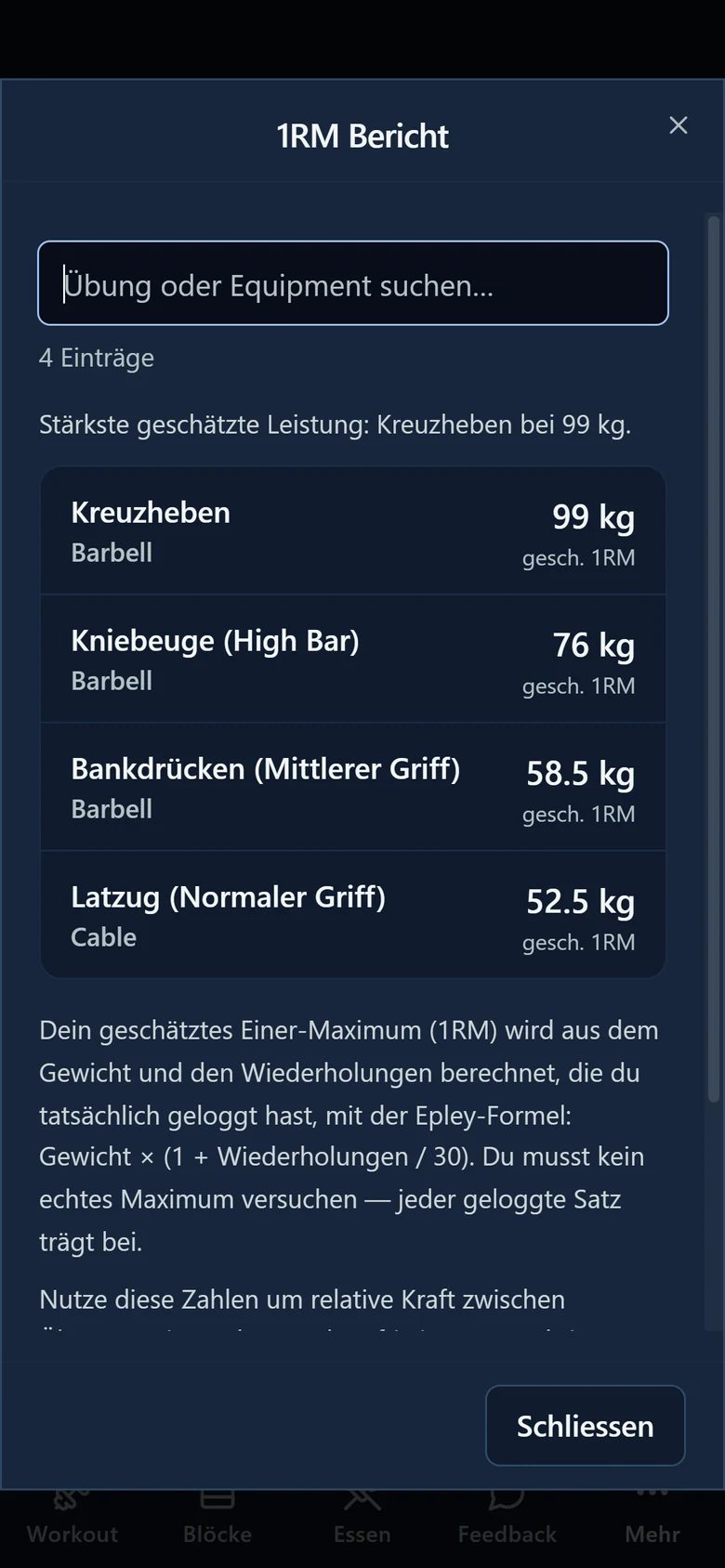 Bericht zum geschätzten Einer-Maximum