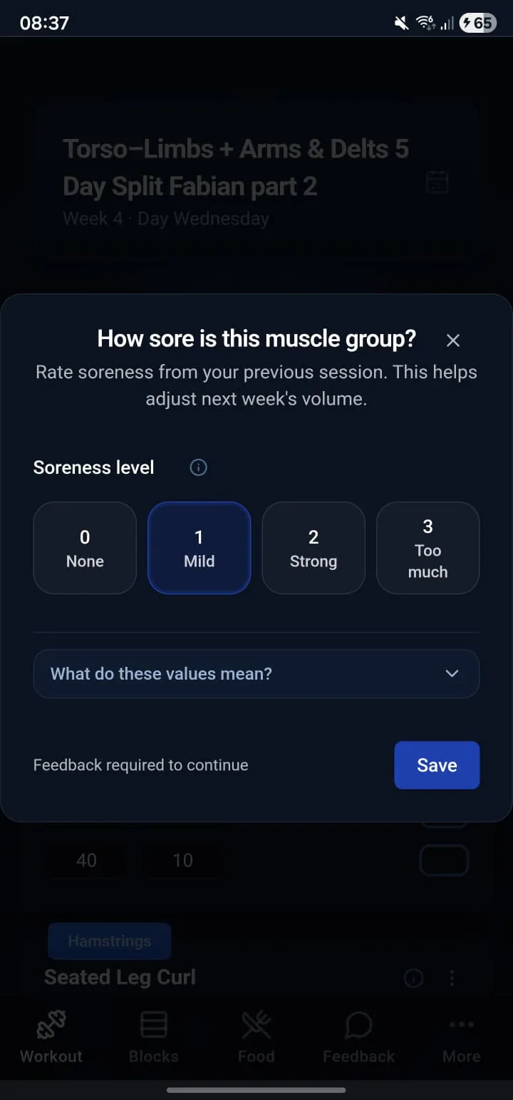 Muskelkater Feedback